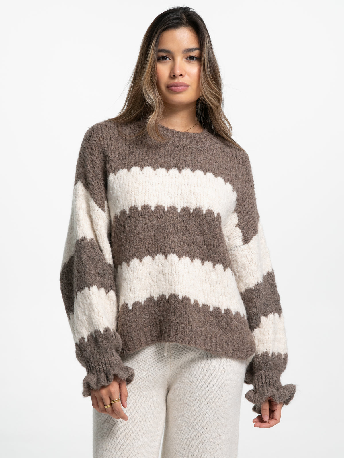 Pullover "Finnia" in Hazelnut/Creme