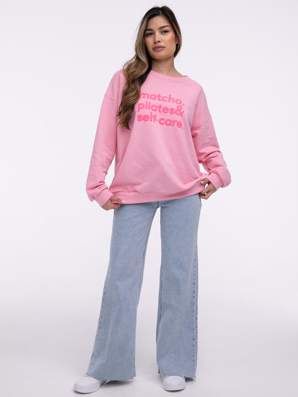 Sweater "Self Care" in Rosa