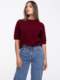 Kurzarm Pullover "Medina" in Burgundy