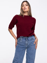 Kurzarm Pullover "Medina" in Burgundy