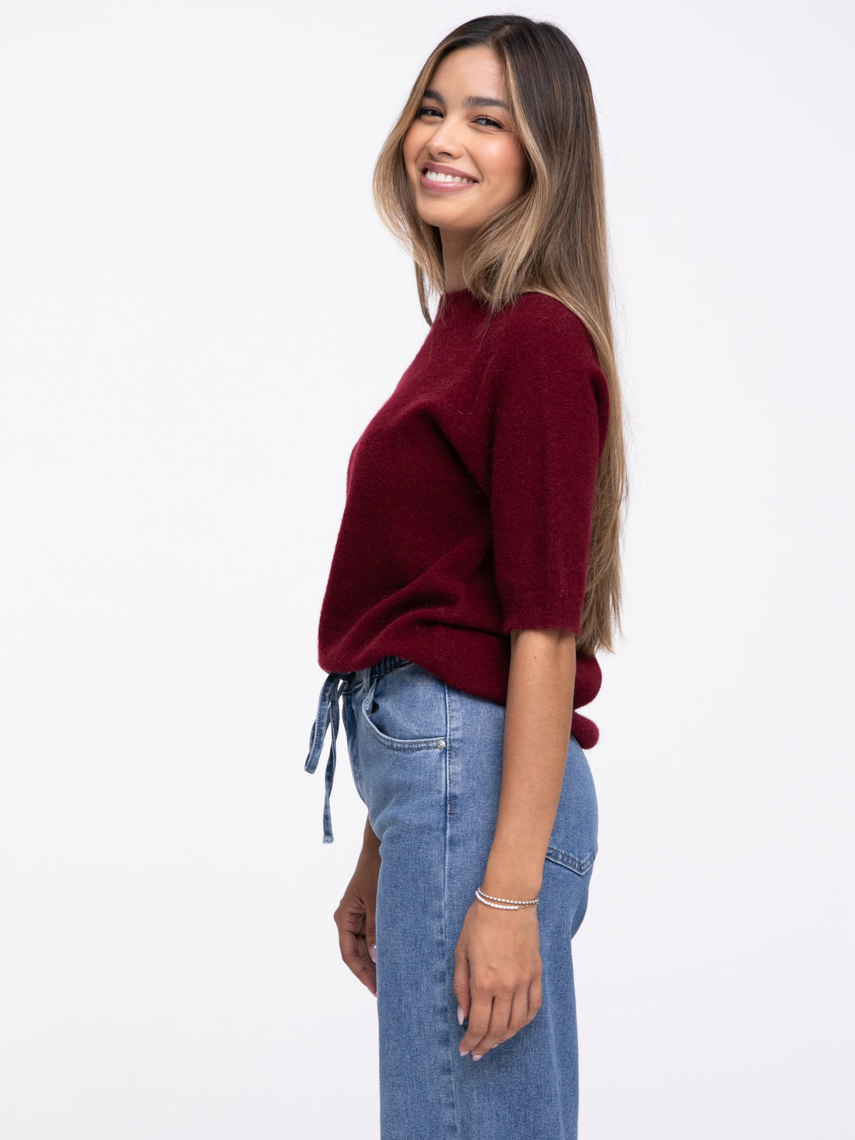 Kurzarm Pullover "Medina" in Burgundy