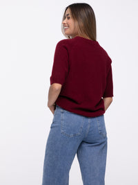 Kurzarm Pullover "Medina" in Burgundy