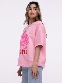 Kurzarm Sweater "Ibiza Idyll" in Rosa