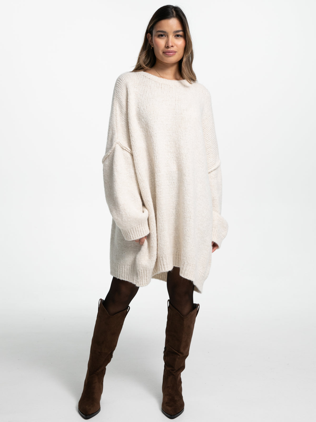 Longpullover "Elisa" in Creme