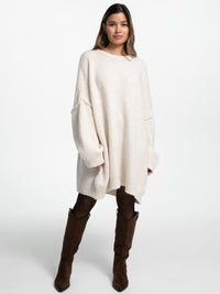 Longpullover "Elisa" in Creme