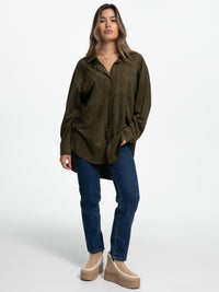 Bluse in Wildlederoptik "Valerie" in Khaki