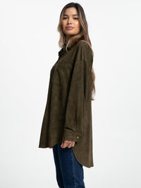 Bluse in Wildlederoptik "Valerie" in Khaki