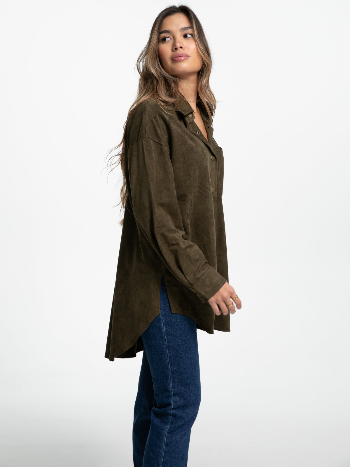 Bluse in Wildlederoptik "Valerie" in Khaki