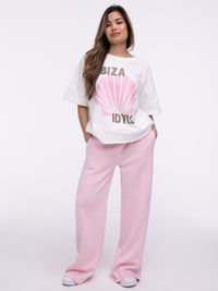 Kurzarm Sweater "Ibiza Idyll" in Weiß