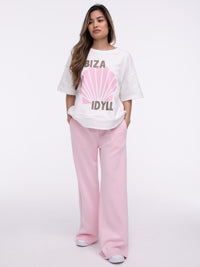 Kurzarm Sweater "Ibiza Idyll" in Weiß