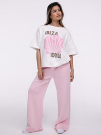 Kurzarm Sweater "Ibiza Idyll" in Weiß
