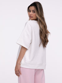 Kurzarm Sweater "Ibiza Idyll" in Weiß