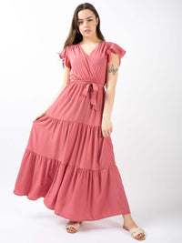 Maxikleid „Flory“ in Himbeere