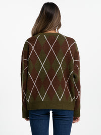 Pullover "Carolyn" in Khaki/Braun