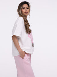 Kurzarm Sweater "Ibiza Idyll" in Weiß