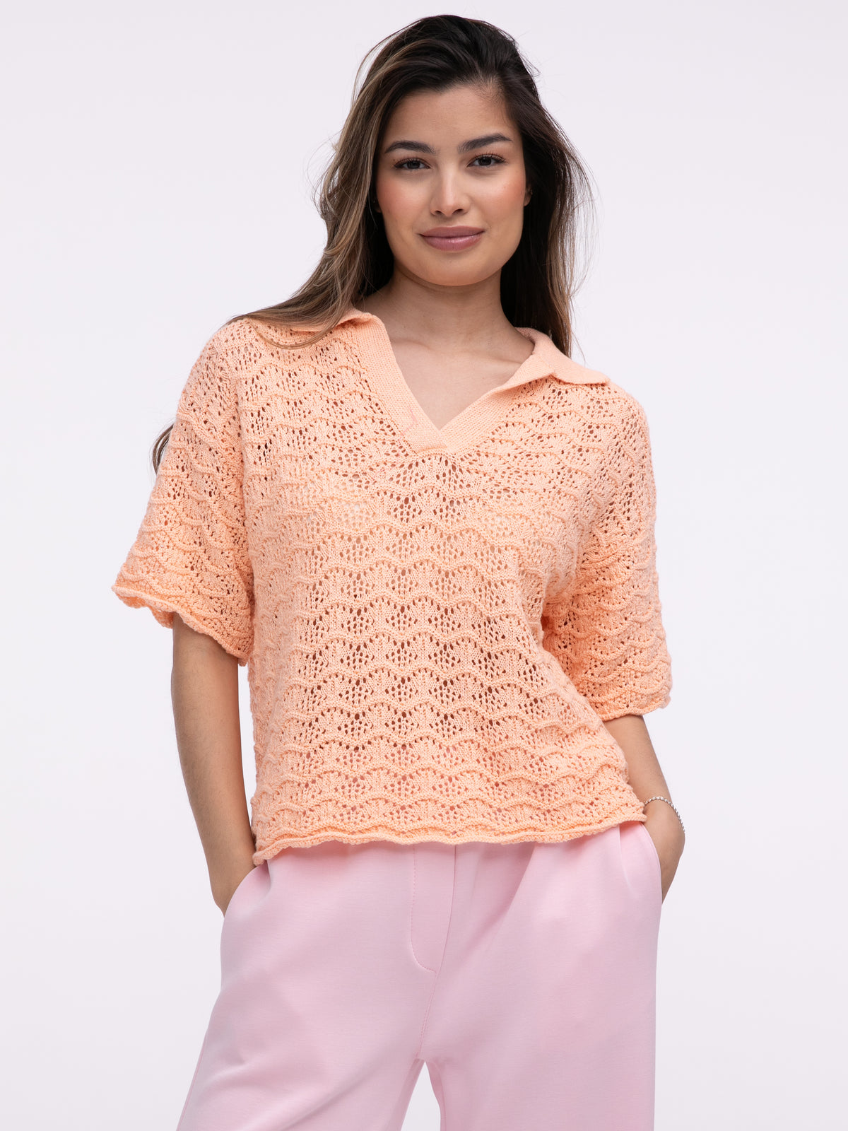 Häkeloberteil "Waves" in Light Orange