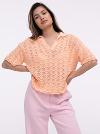 Häkeloberteil "Waves" in Light Orange