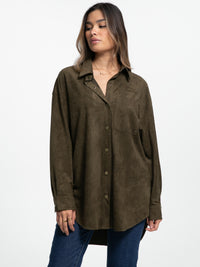 Bluse in Wildlederoptik "Valerie" in Khaki
