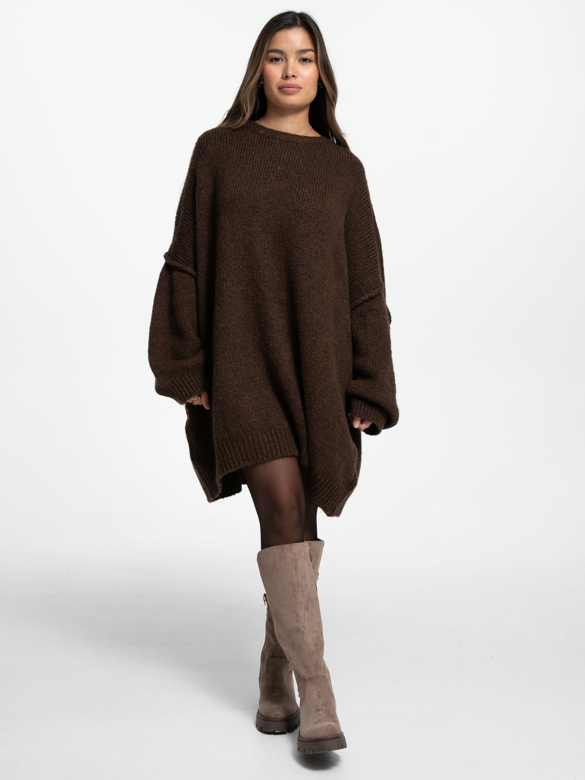 Longpullover "Elisa" in Braun