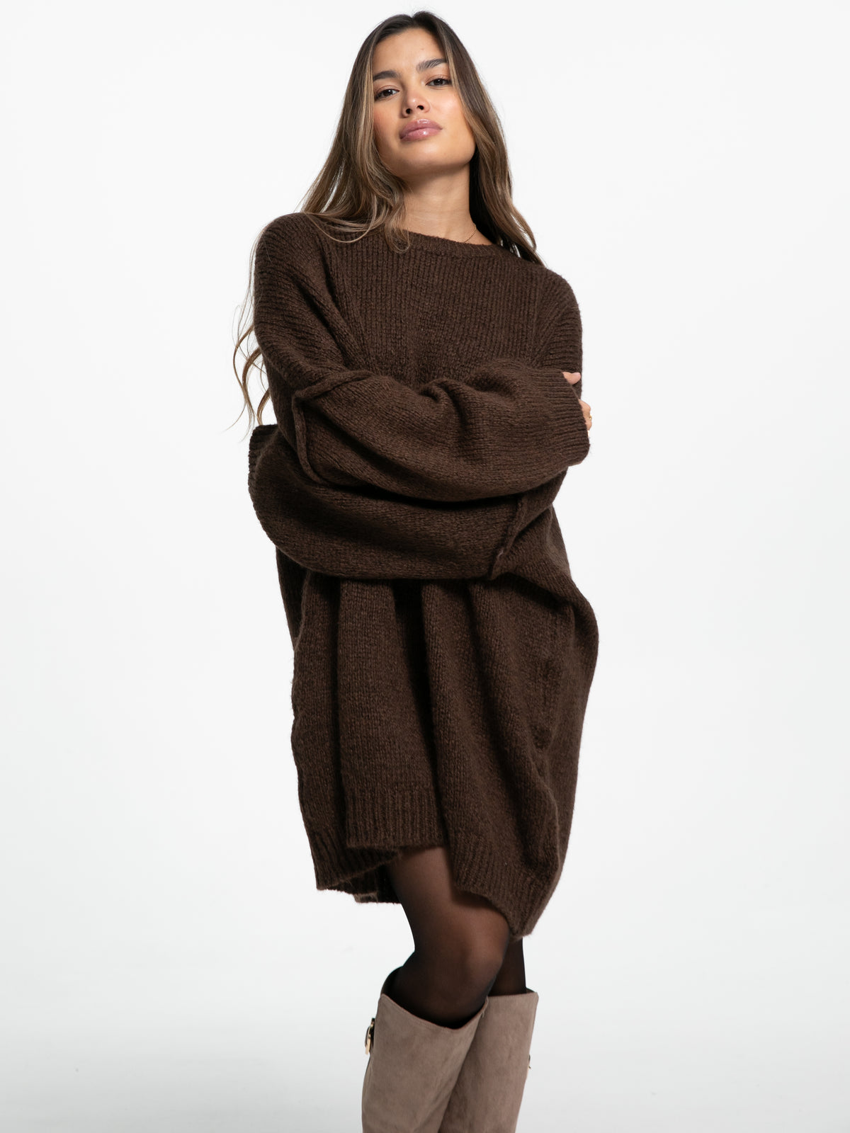 Longpullover "Elisa" in Braun