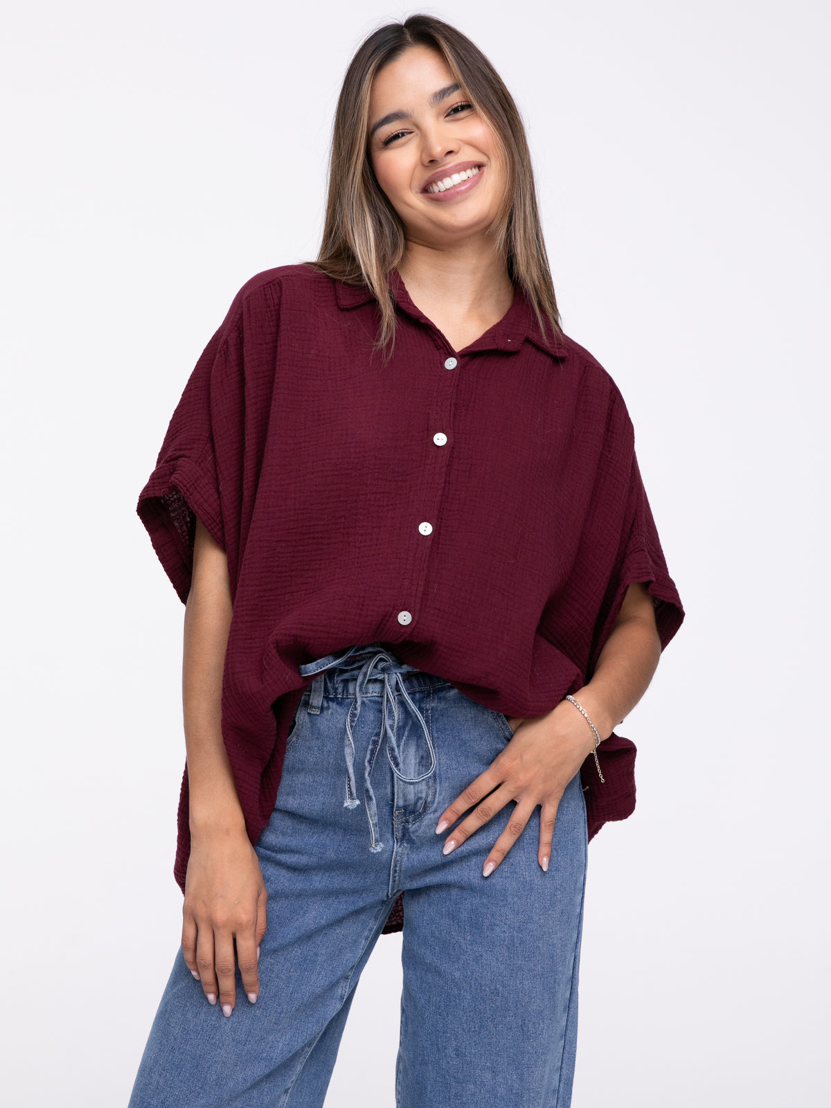 Musselin-Bluse "Baby Wanda" in Burgundy
