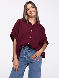 Musselin-Bluse "Baby Wanda" in Burgundy