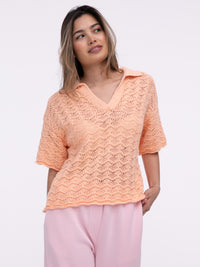 Häkeloberteil "Waves" in Light Orange