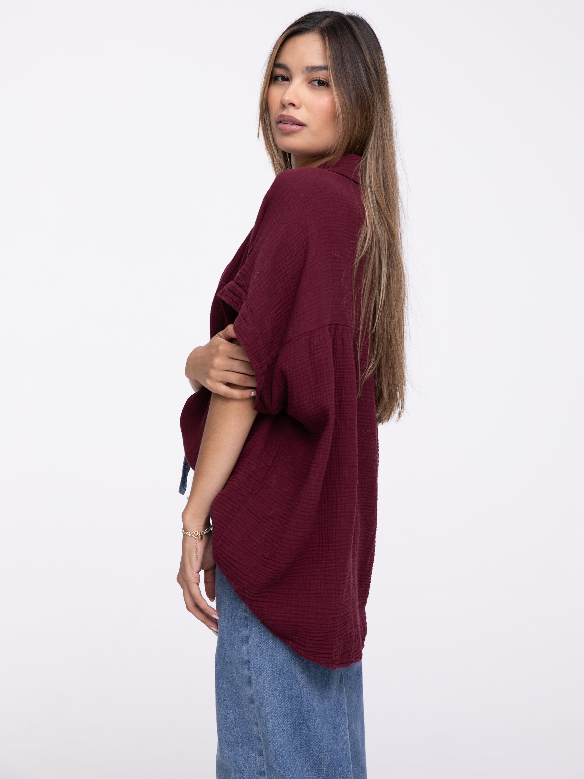 Musselin-Bluse "Baby Wanda" in Burgundy