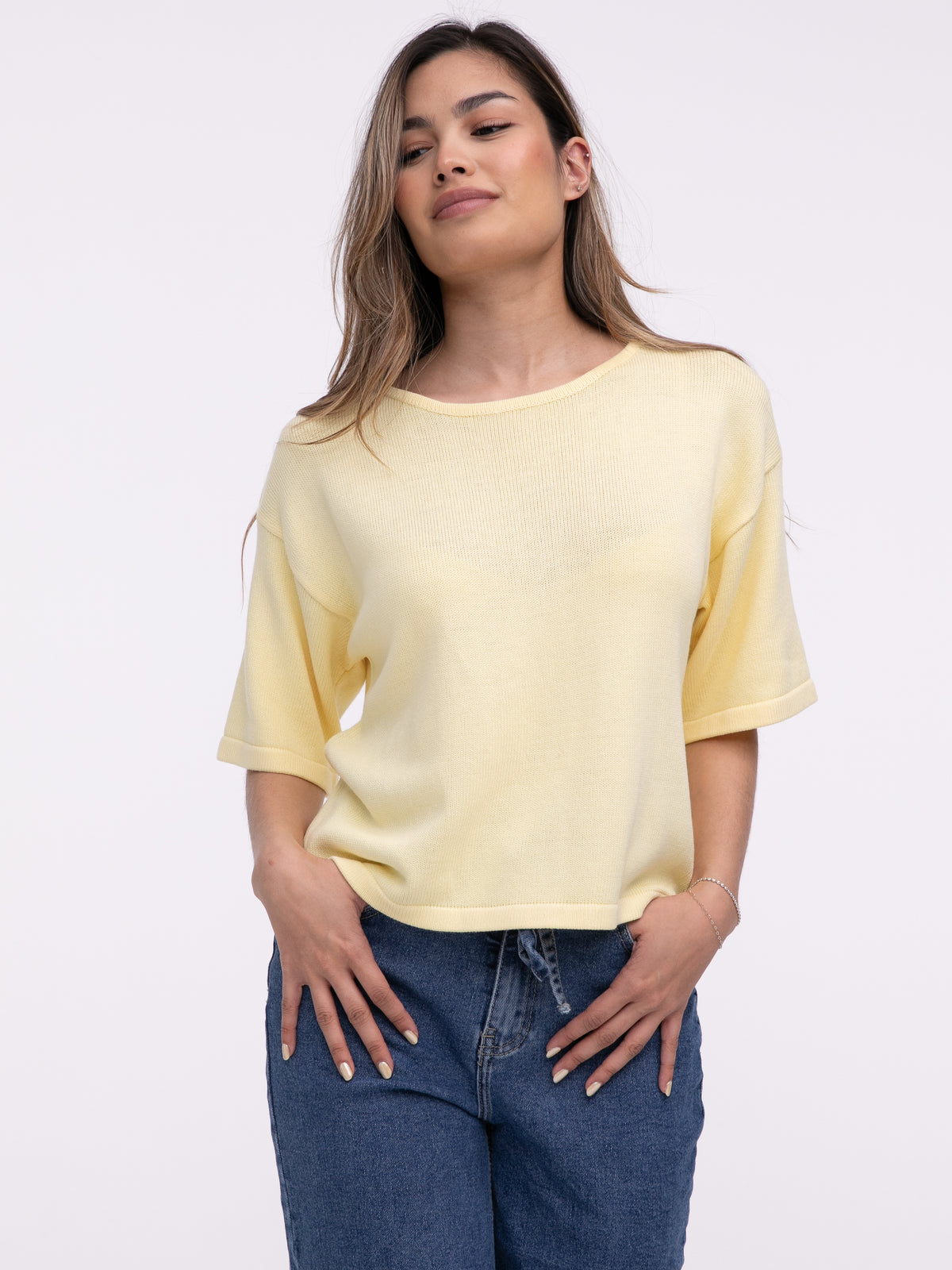 Premium Strick-Shirt "Lina" in Lemon