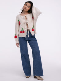 Bow-Cardigan "Cherry" in Creme