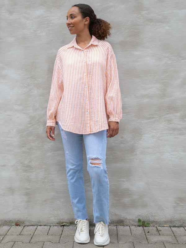 Musselin-Bluse "Wanda Stripe" in Orange