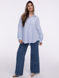Musselin-Bluse "Stripes" in Blau