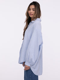 Musselin-Bluse "Stripes" in Blau