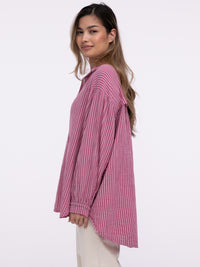 Musselin-Bluse "Stripes" in Berry
