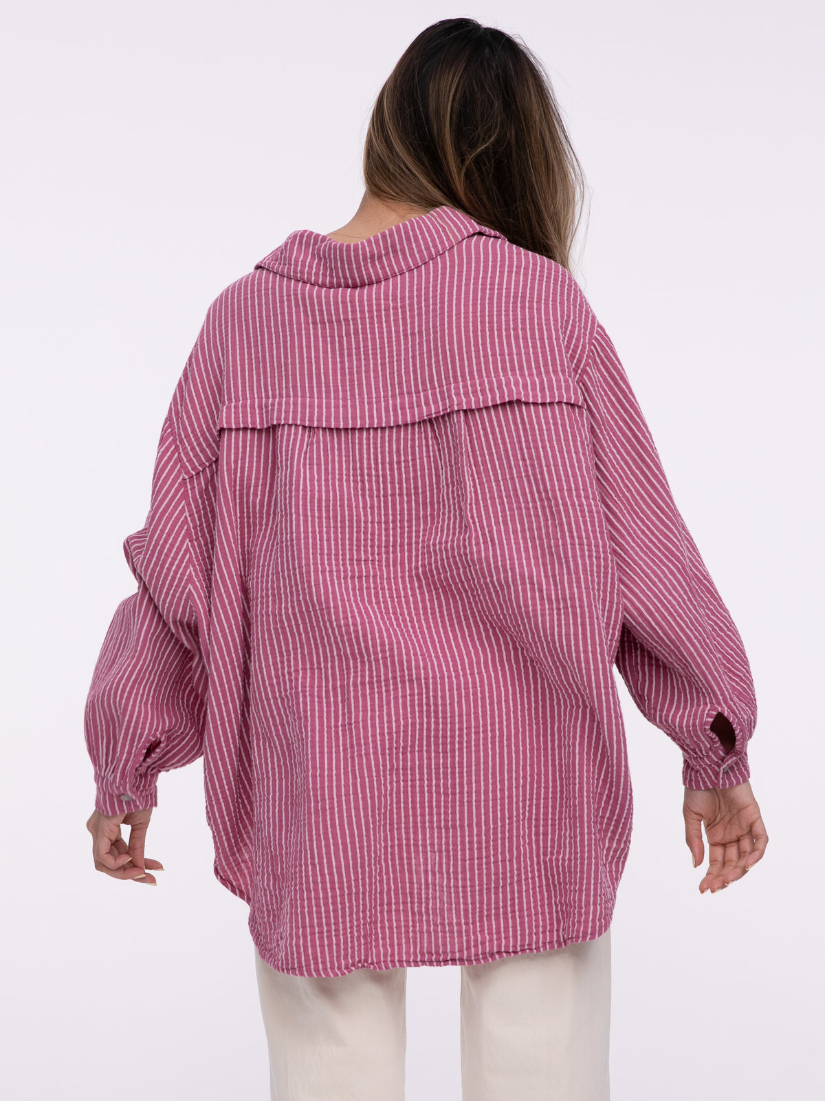 Musselin-Bluse "Stripes" in Berry