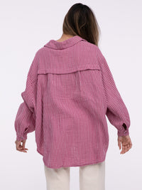 Musselin-Bluse "Stripes" in Berry