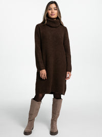 Rollkragen-Strickkleid "Mariam" in Braun