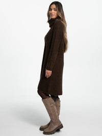 Rollkragen-Strickkleid "Mariam" in Braun