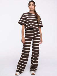 Shirt in Ripp-Optik "Enia" in Coffee