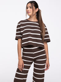 Shirt in Ripp-Optik "Enia" in Coffee