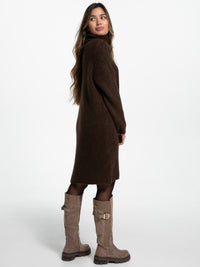Rollkragen-Strickkleid "Mariam" in Braun