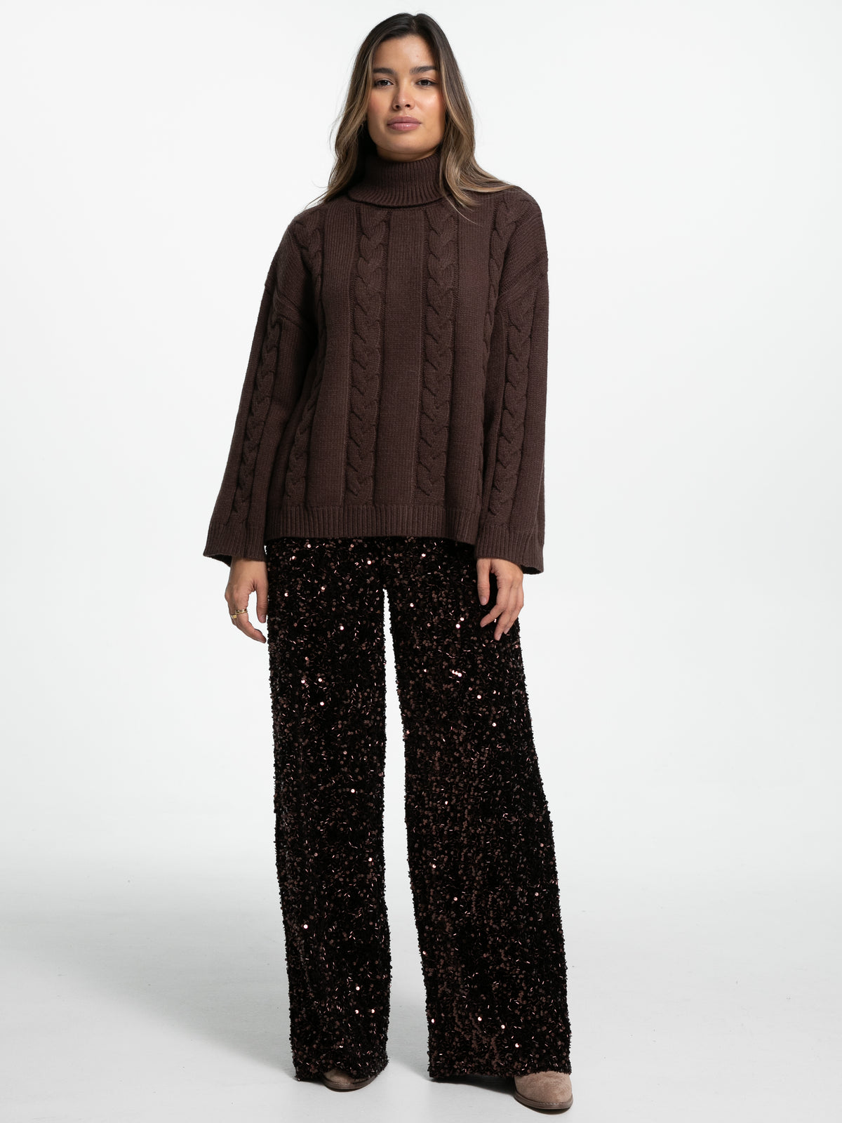 Pailletten Hose "Glitter" in Braun