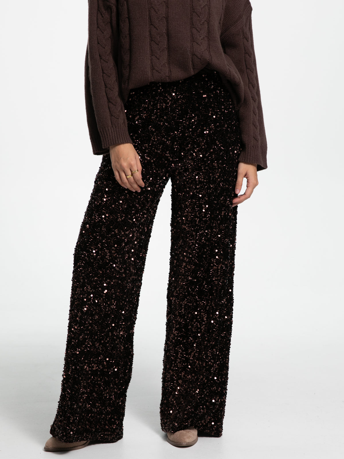 Pailletten Hose "Glitter" in Braun