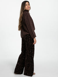 Rollkragen-Strickpullover mit Zopfmuster "Sofie" in Braun