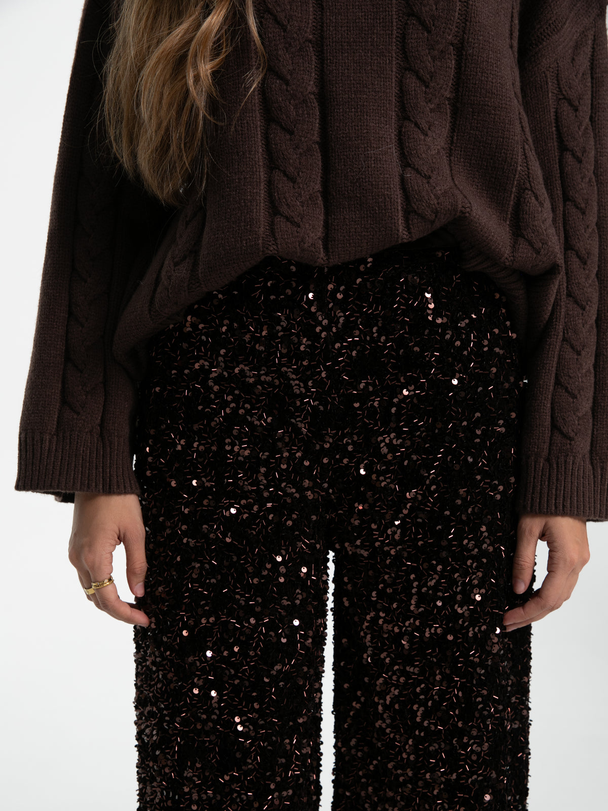 Pailletten Hose "Glitter" in Braun