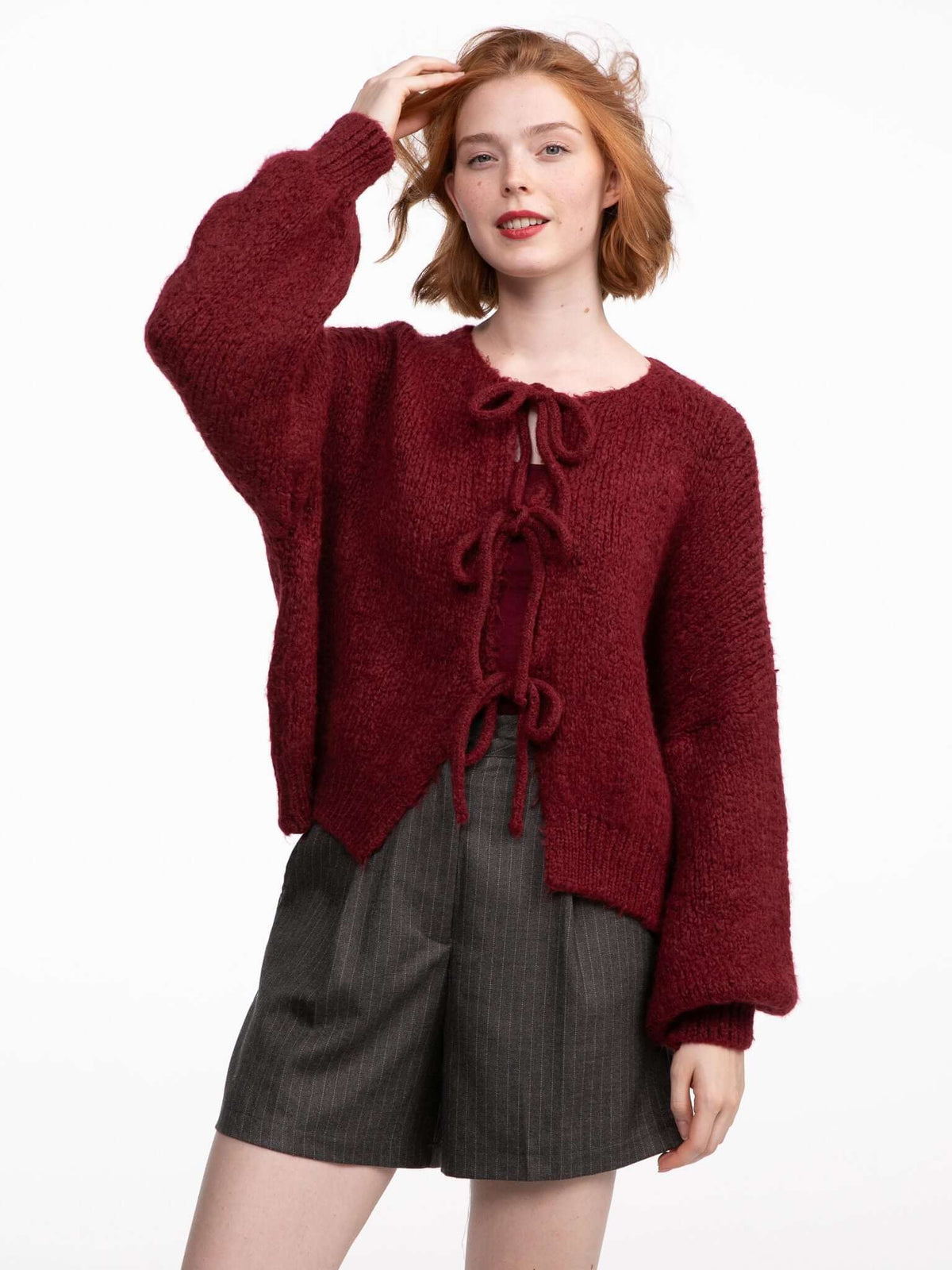 Bow-Cardigan "Iliya" in Burgundy