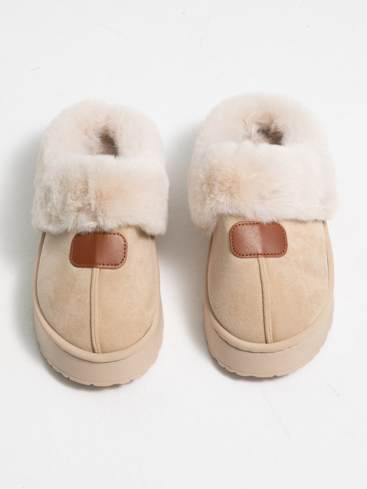 Plateau Boots mit Fell "Babe" in Creme