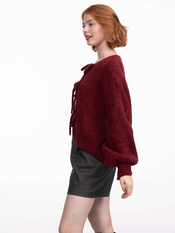 Bow-Cardigan "Iliya" in Burgundy