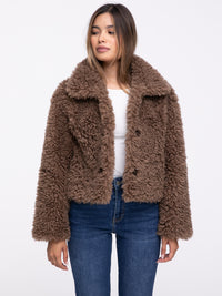 Teddyjacke "Lina" in Mocca