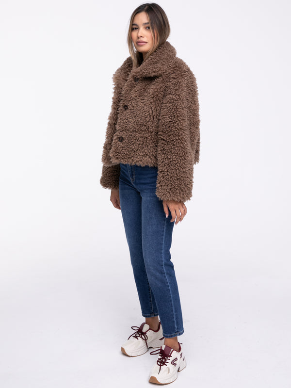 Teddyjacke "Lina" in Mocca